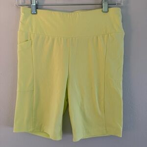 No Boundaries Womens Bike Shorts w/  Phone Pocket Limestone Green/Yellow  Size S